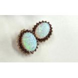 Pair of 9ct gold opal and garnet earrings total weight 3.4 grams