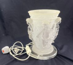 Frosted resin / plastic cherub table lamp, width 8 inches, Height 12 inches, untested