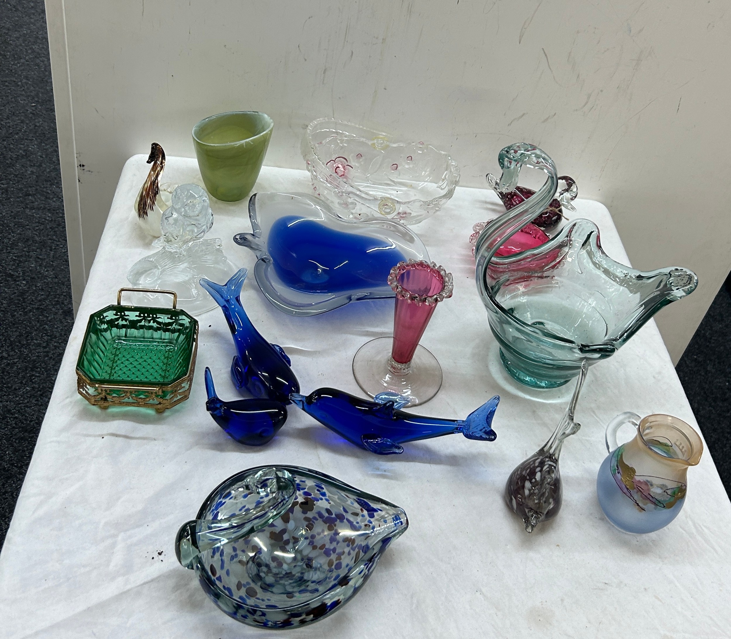 Selection of assorted coloured glassware