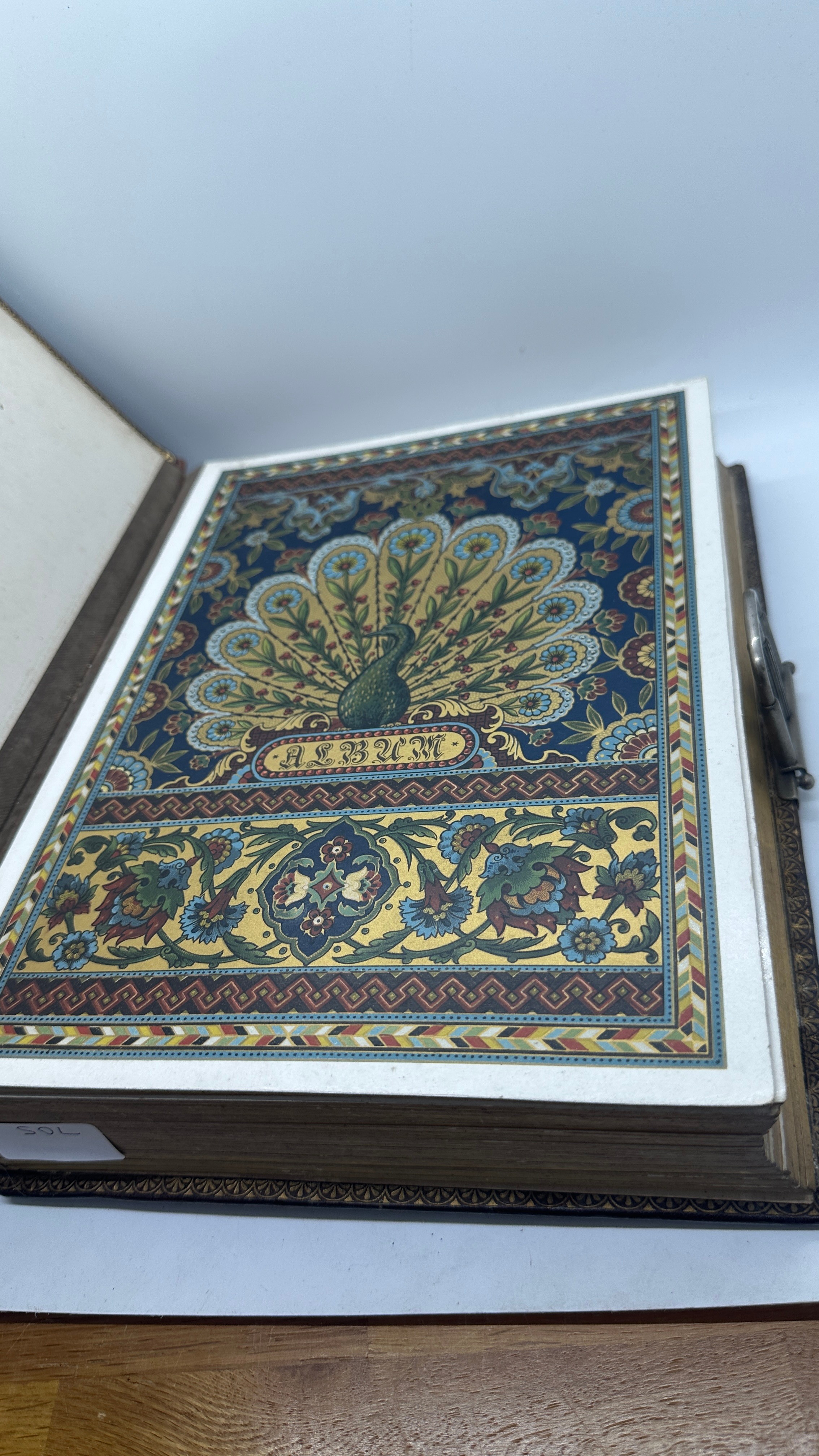 Fine Antique Photograph album with Carte de Visite and cabinet cards many finely decorated pages - Image 9 of 10