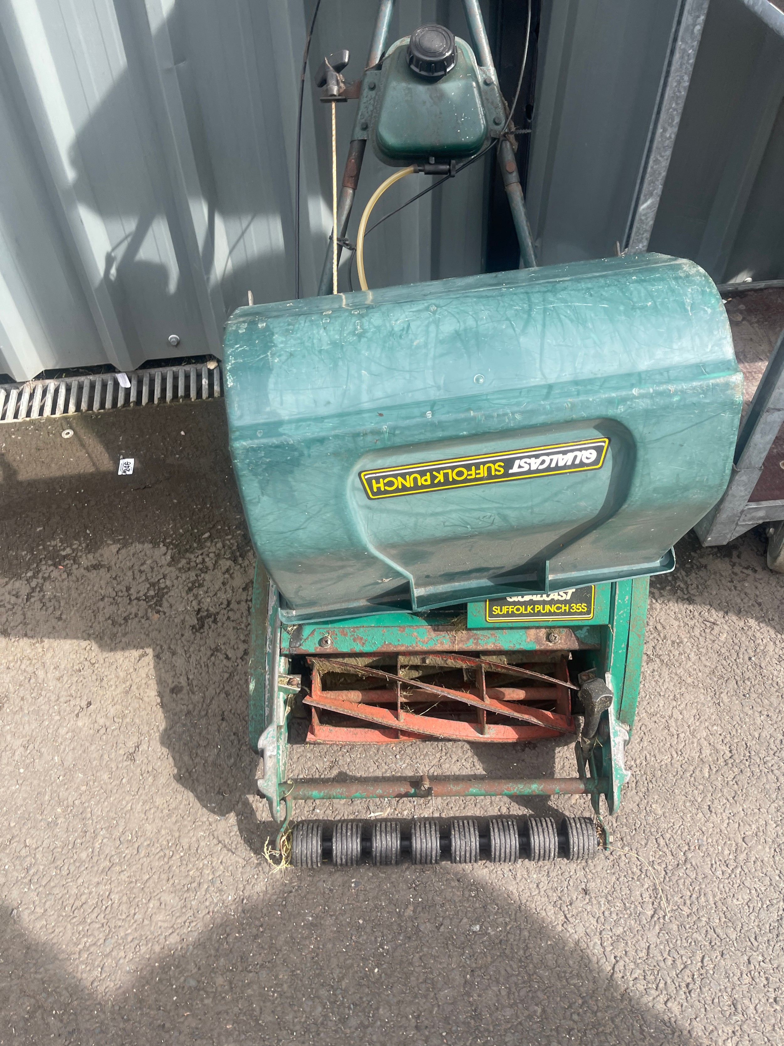 Vintage Qual cast Suffolk Punch lawn mower, untested