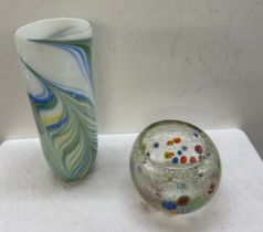 Two Pieces of Art glass includes a vase and bowl