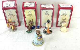 Selection Royal Doulton Bunny kins figurines to include ' Billie and Bunte sleigh ride', '