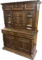 Antique Dutch carved dresser measures approx 75 inches tall 55 inches wide and 22 inches deep