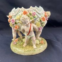 Small Meissen style cherub bowl, Height 7 inches, diameter 8 inches