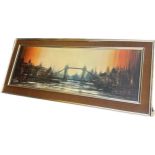 Large framed Holland print, measures approximately 52 inches wide 23 inches tall