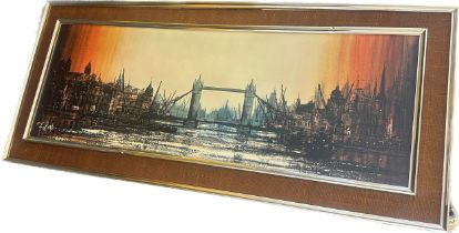 Large framed Holland print, measures approximately 52 inches wide 23 inches tall