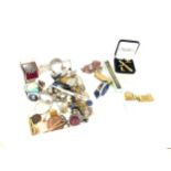 Selection of miscellaneous costume jewellery includes Lipstick holders, 14ct gold nib fountain pen