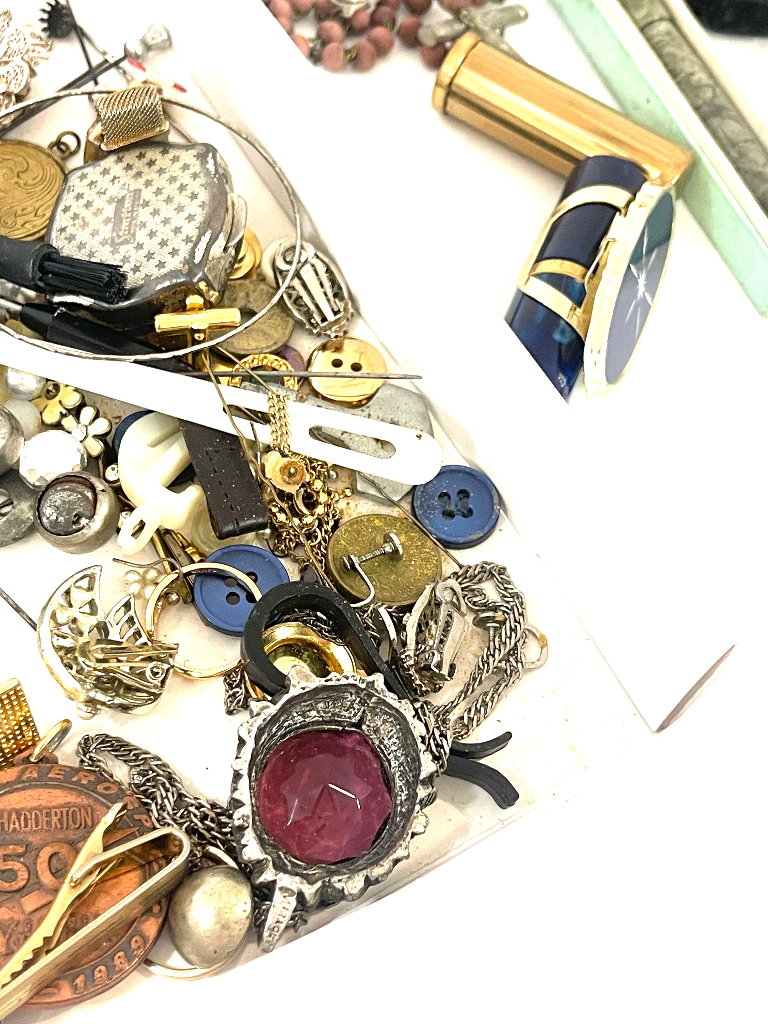Selection of miscellaneous costume jewellery includes Lipstick holders, 14ct gold nib fountain pen - Image 2 of 8