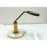 Brass and marble base magnifying glass height approximately 15 inches