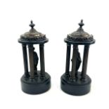 Pair of brass and onyx columns overall height 9 inches