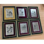 Set of 6 Framed silver plaques measures 6.5 inches by 5.5 inches