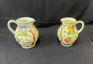 Pair of vintage Indian Tree jugs overall height 9 inches