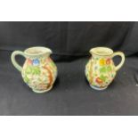 Pair of vintage Indian Tree jugs overall height 9 inches