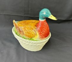 Large duck egg holder crack to base measures approx length 14 inches, width 8 inches and height 12