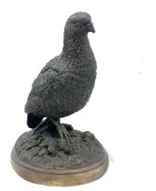 Vintage bronzed figure of a grouse bird signed Mene overall height 9 inches