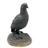 Vintage bronzed figure of a grouse bird signed Mene overall height 9 inches