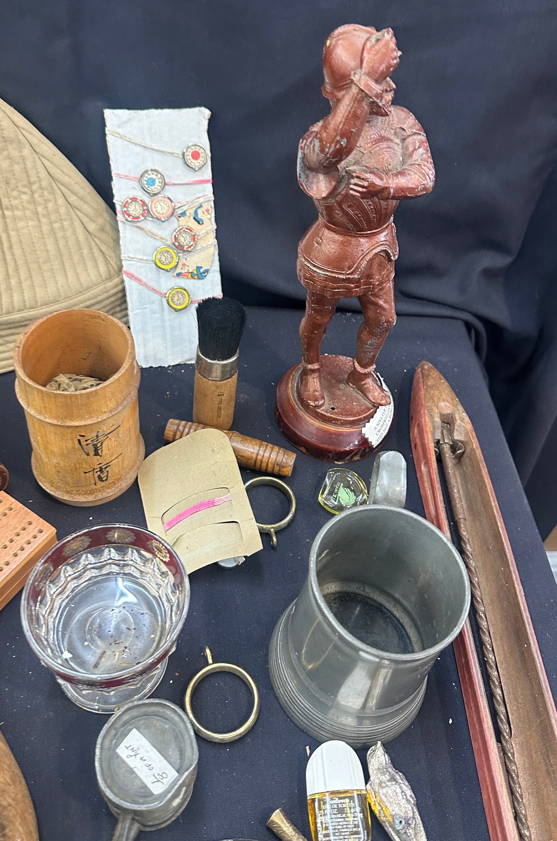 Large selection of miscellaneous to include Spelter, figure, vintage camera, wooden shoe horns, - Bild 4 aus 6