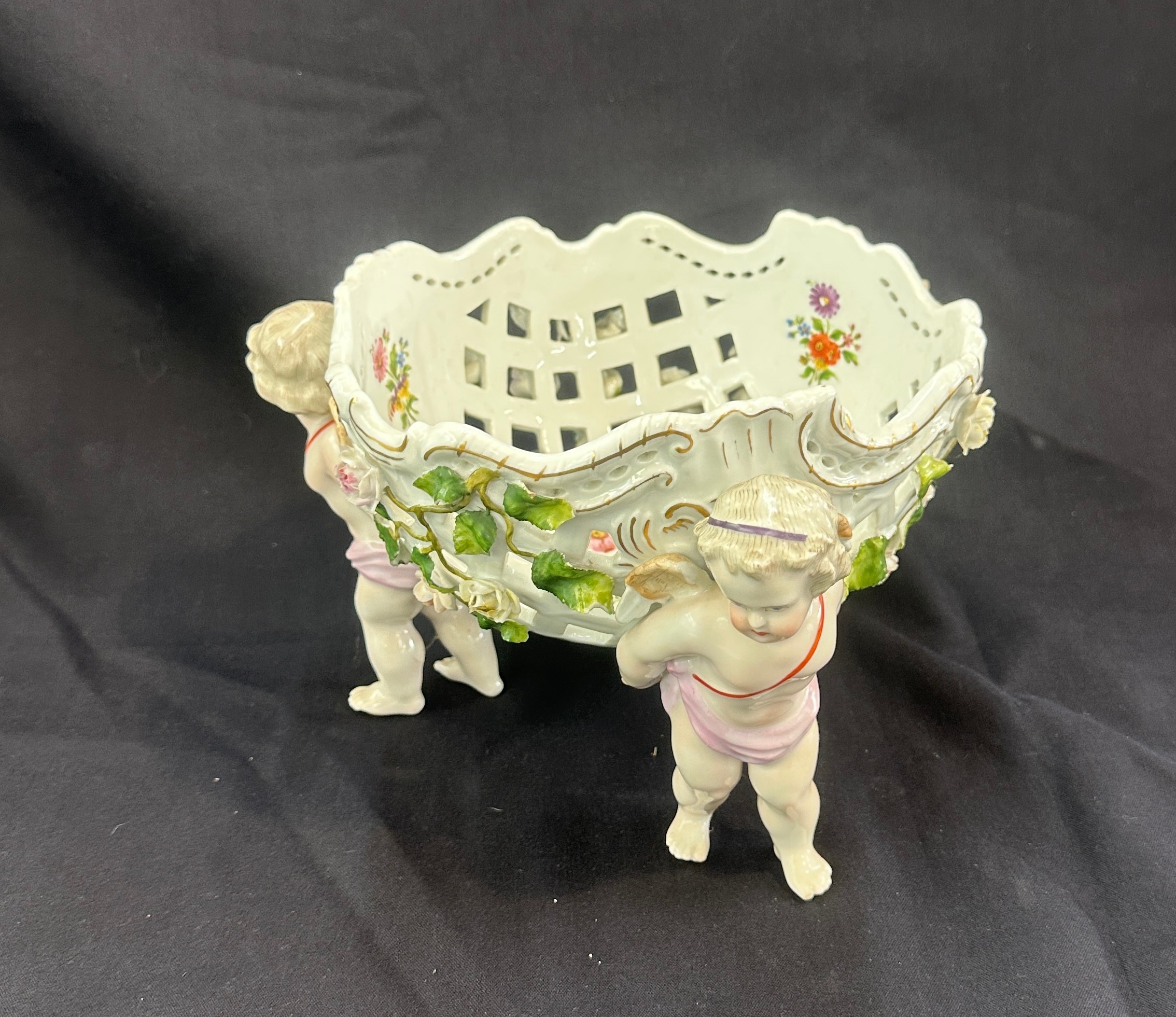 Meissen style small cherub bowl, approximate measurements Diameter 6 inches, Height 9 inches - Image 2 of 4