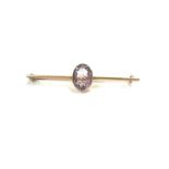 9ct gold brooch with amethyst stone approx weight 3.7 grams