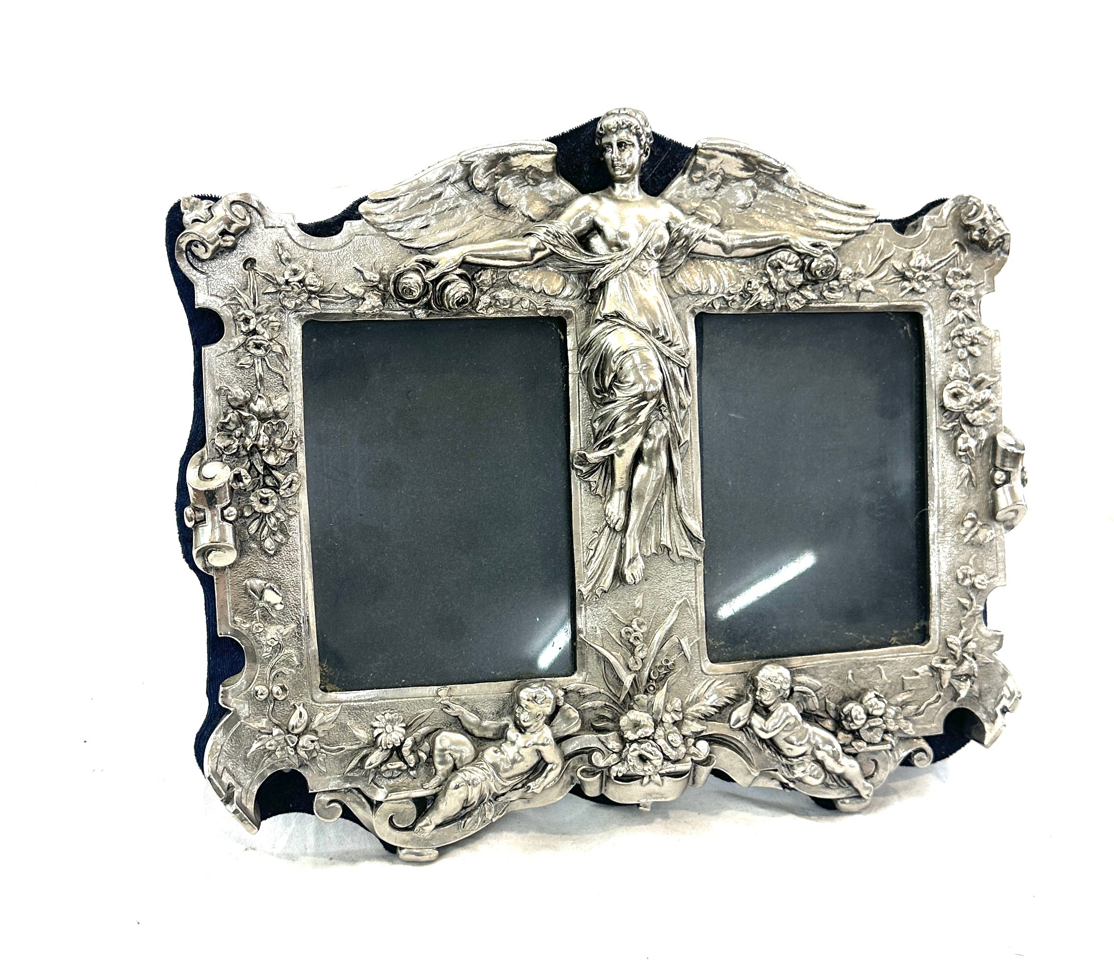 Large silver coloured double photo frame, approximate measurements: 13 x 11 inches - Image 2 of 3