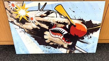 P40 warhawk" canvas, which is a larger print of the Media Graffiti print,