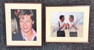 Authentic framed signed autograph by Michael Douglas and Brooks, Brad Pitt approximate frame