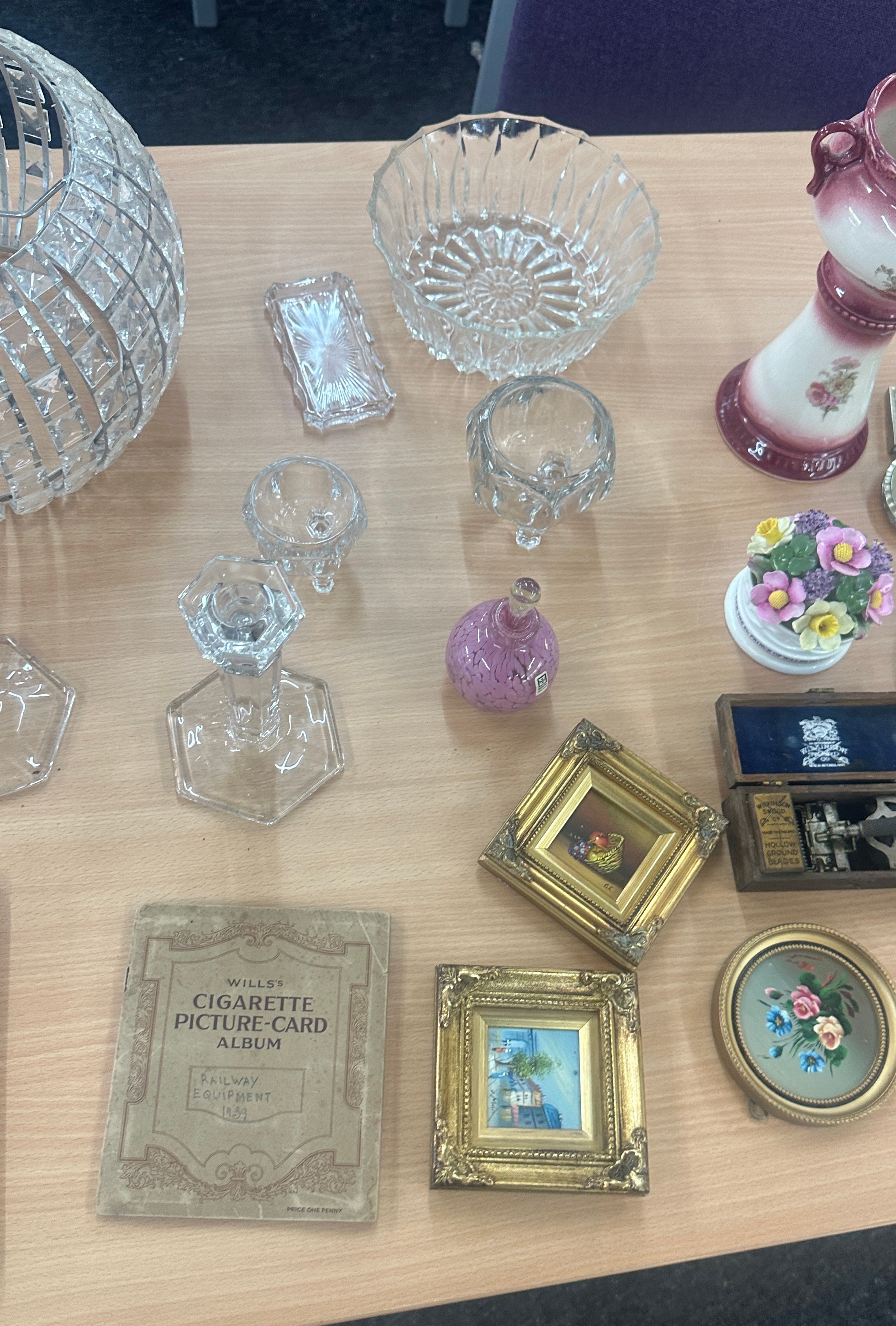 Selection of miscellaneous to include to include porcelain, glass, gilt framed miniature paintings - Image 4 of 5