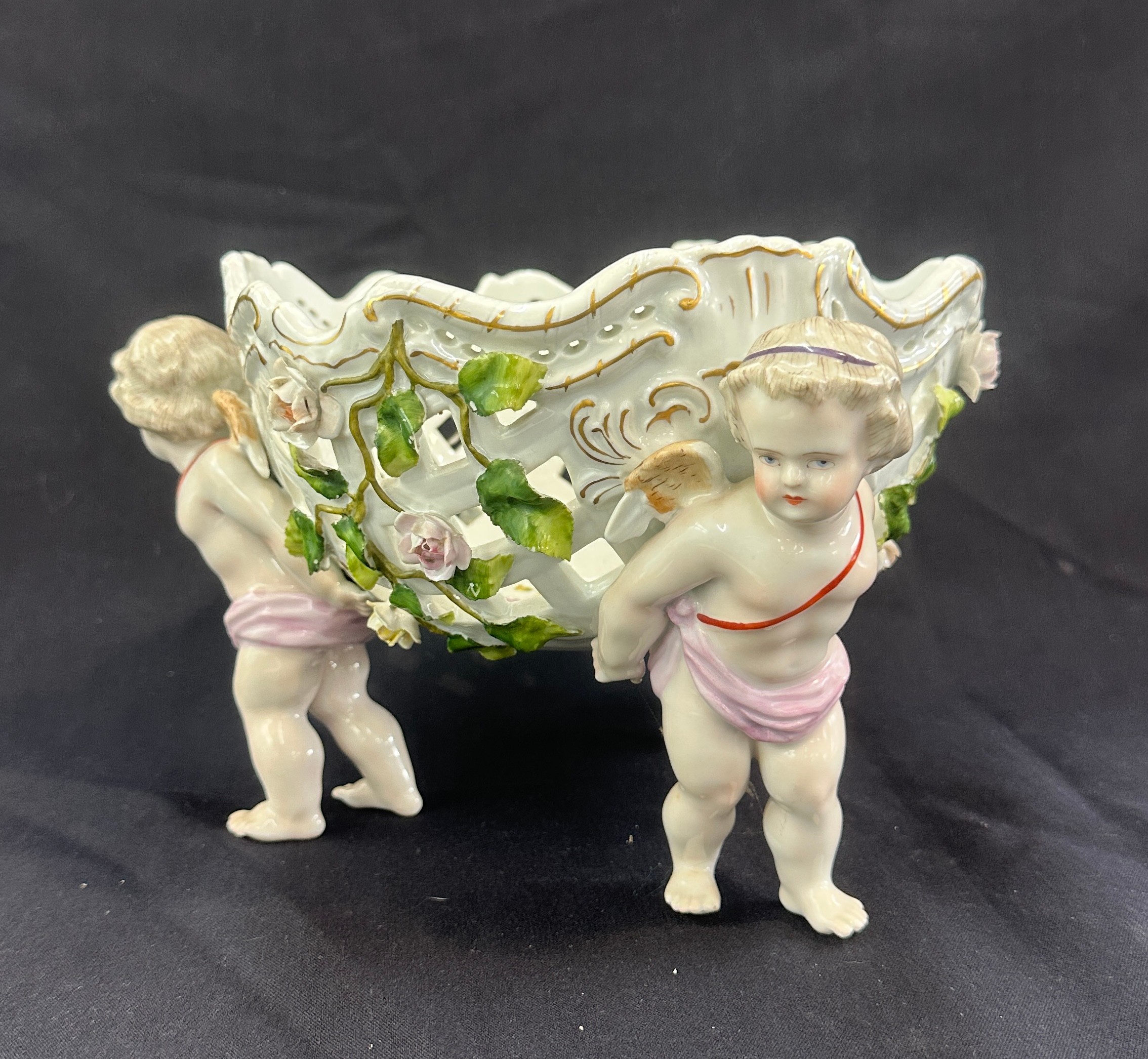 Meissen style small cherub bowl, approximate measurements Diameter 6 inches, Height 9 inches - Image 3 of 4