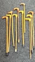 Selection of vintage wooden walking sticks