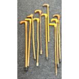 Selection of vintage wooden walking sticks