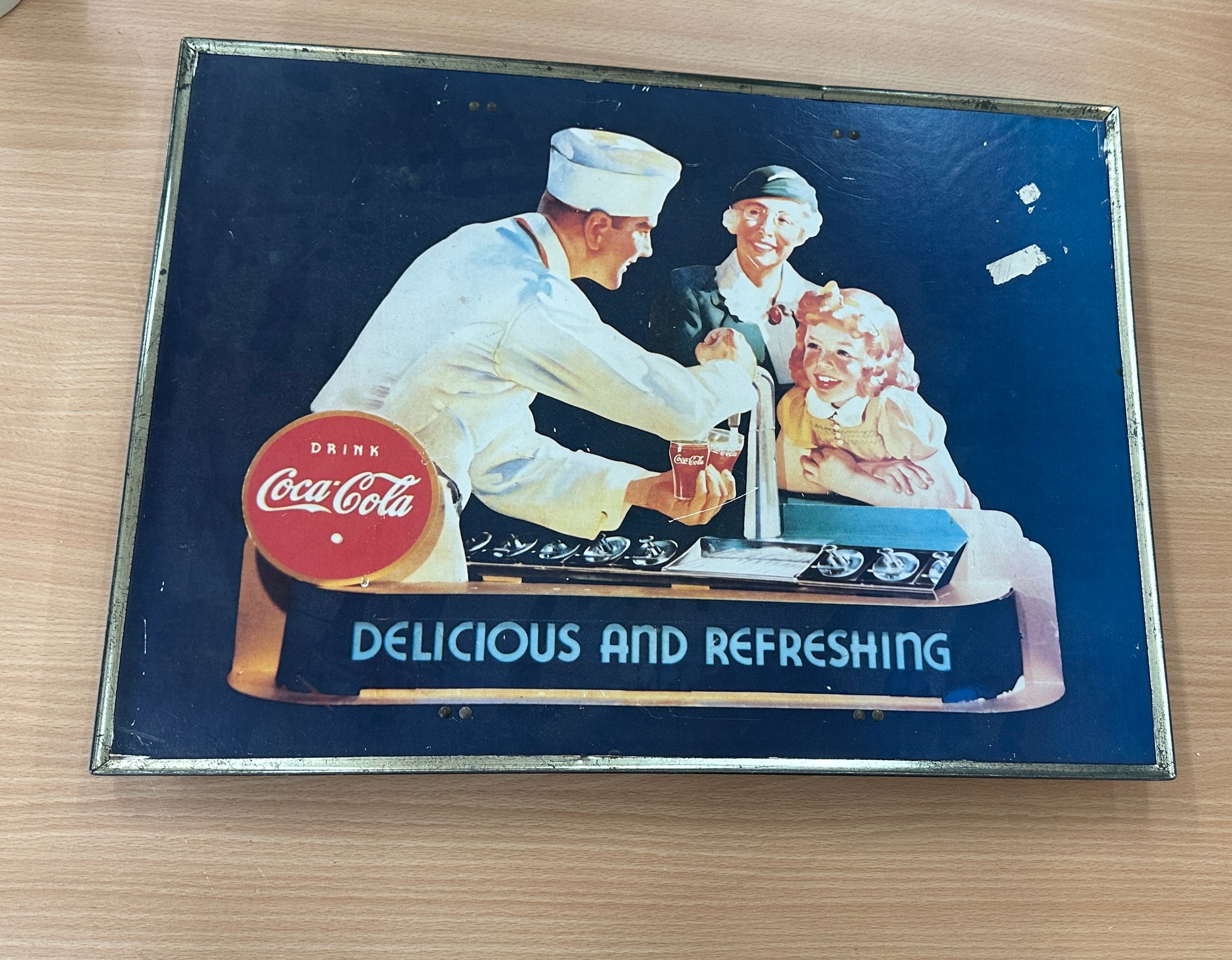 Vintage Coca cola advertising sign in frame , frame measurements: Width 21 inches, Height 15 inches - Image 2 of 3