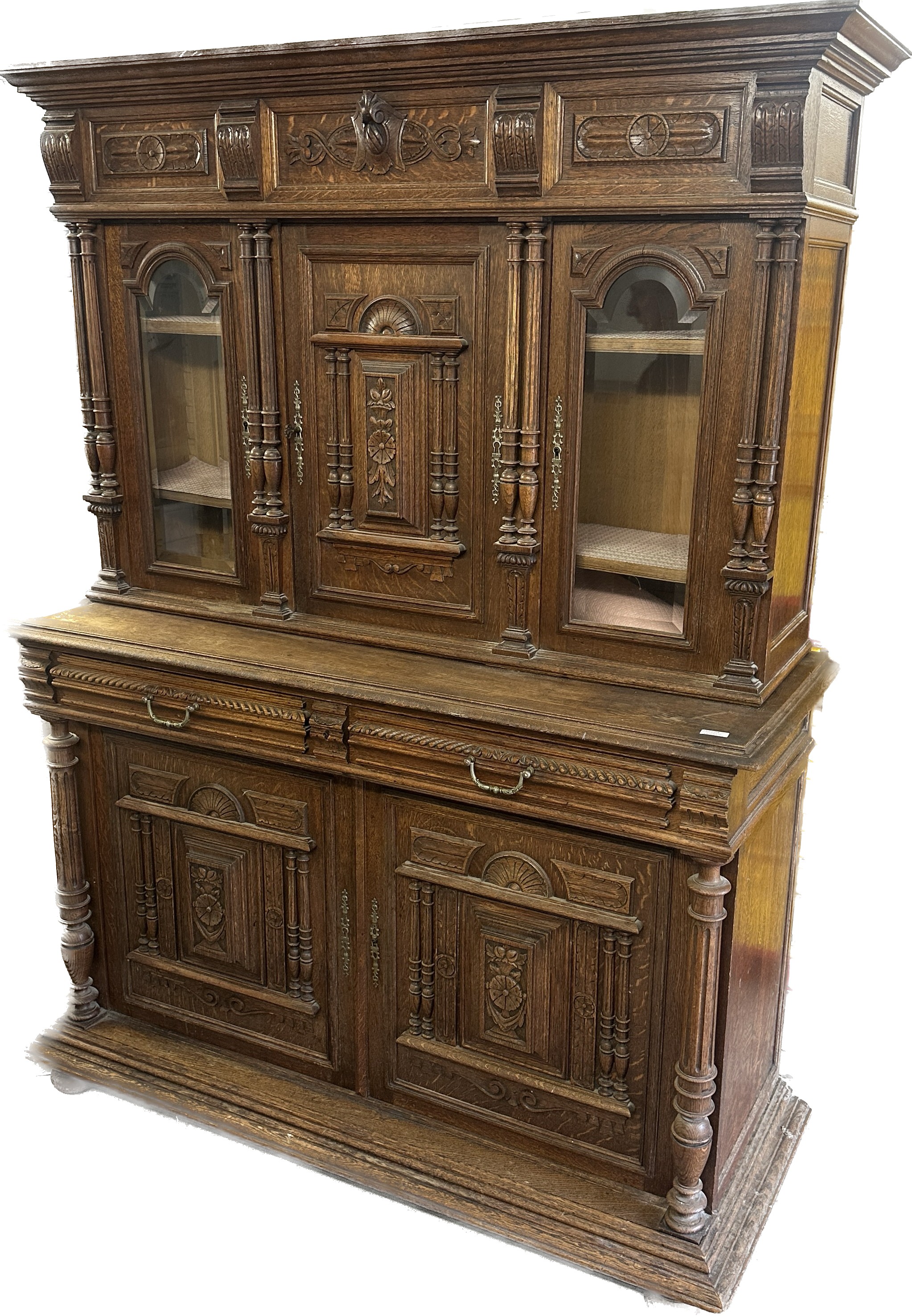 Antique Dutch carved dresser measures approx 75 inches tall 55 inches wide and 22 inches deep - Image 3 of 3