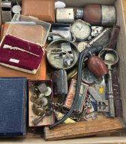 Box of bygones to includes whistles, lighters, pens knifes etc