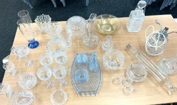 Selection of glassware to include decanters, lamp etc