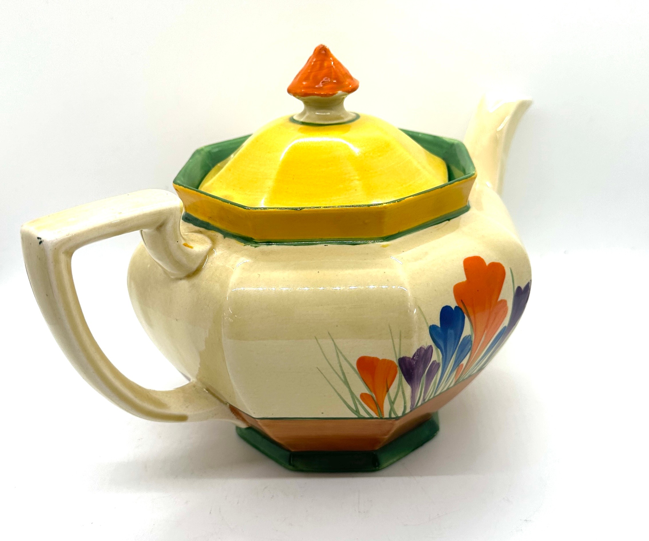 Art Deco Clarice Cliff crocus pattern tea pot - Image 3 of 4