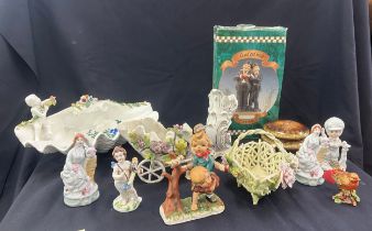 Selection of ornaments and figures to include bowls, some Capodimonte style etc