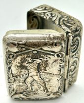 925 silver golf embossed snuff / pill box