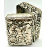 925 silver golf embossed snuff / pill box