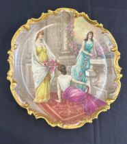 China wall plate / charger, portraying ladies, overall diameter 12 inches