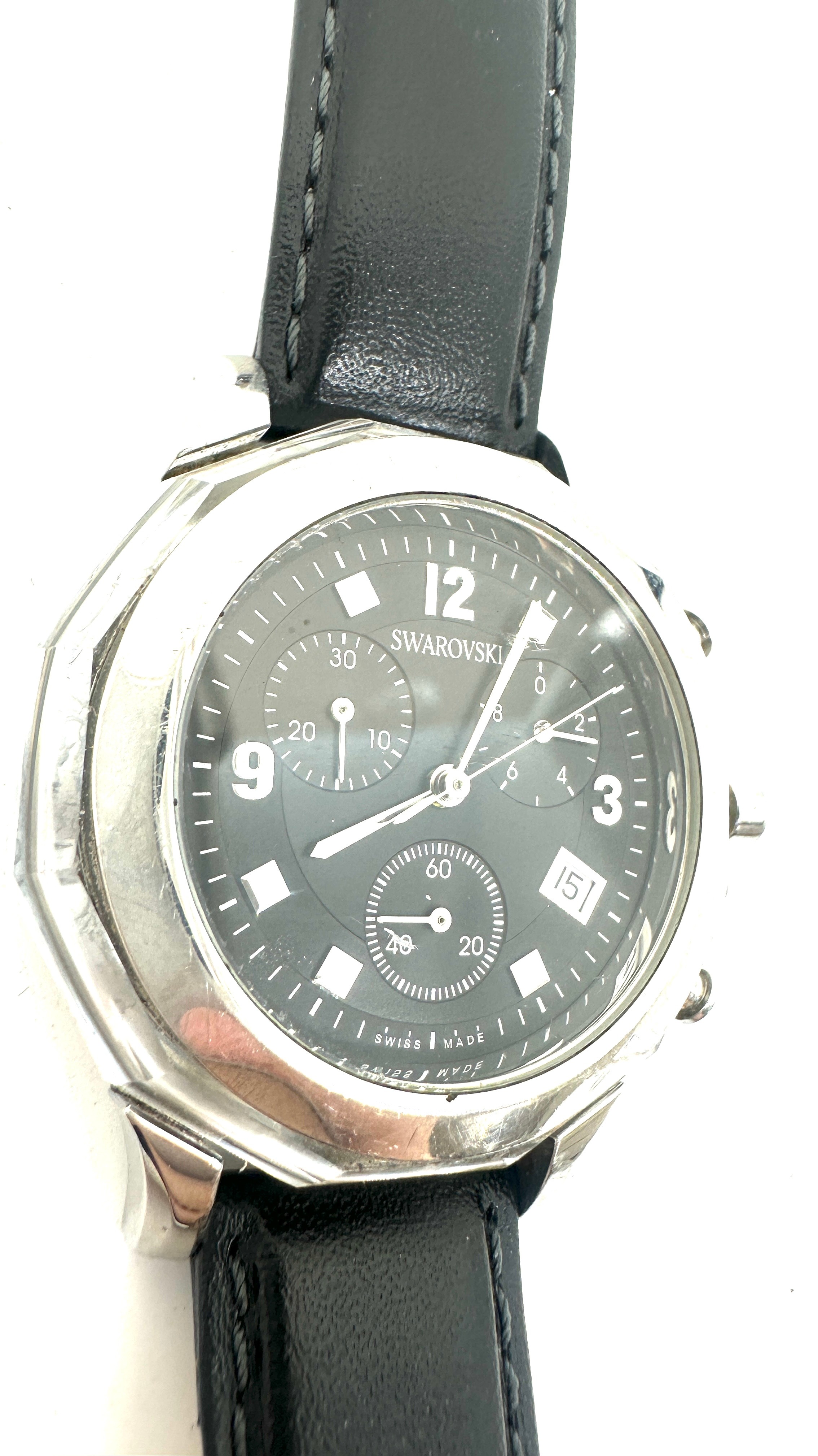 Swarovski chronograph wrist watch, ticking but no warranty given - Image 2 of 4
