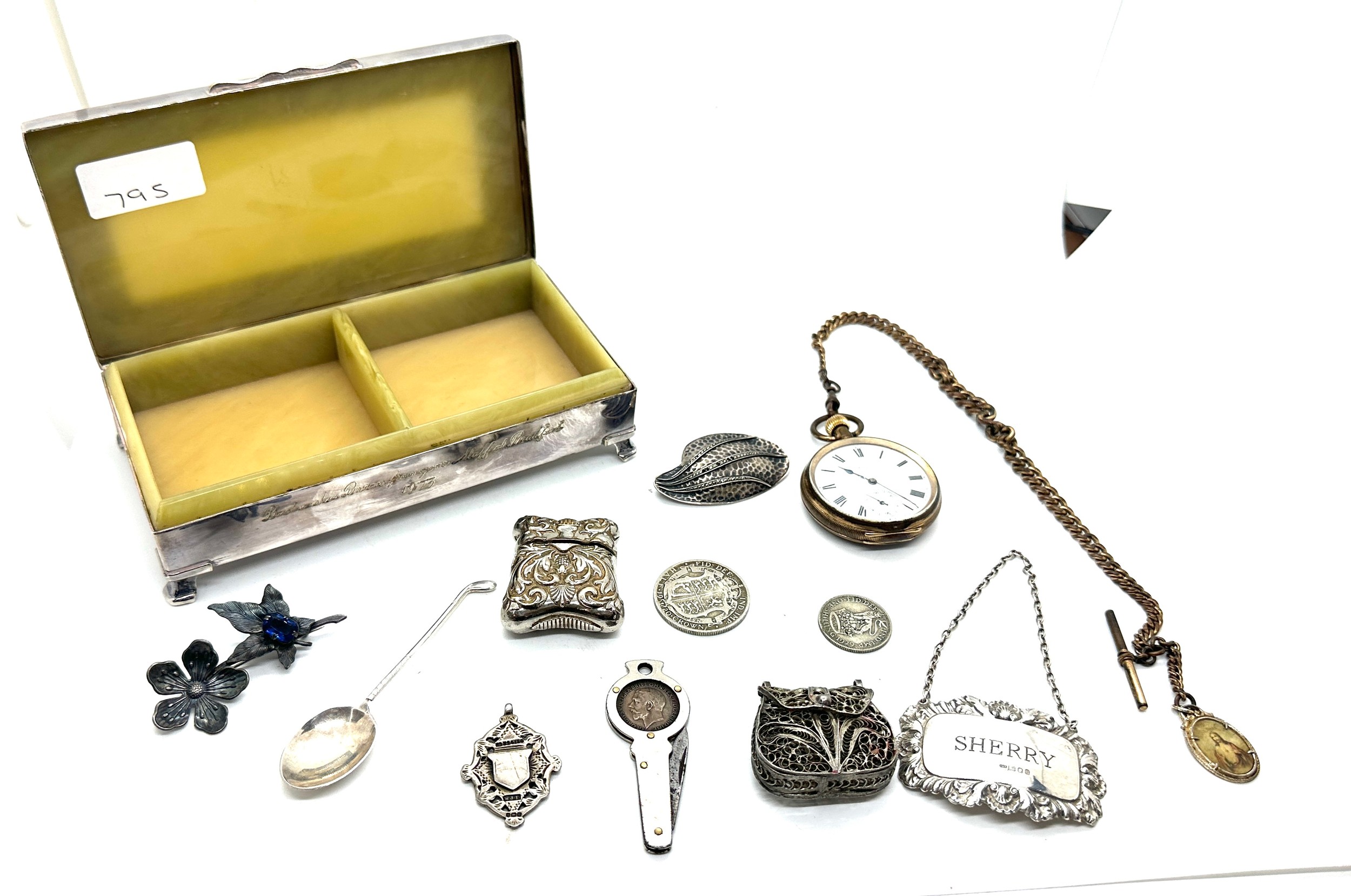 Selection of collectables includes Pocket watch, silver items etc