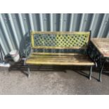 Vintage Cast iron end bench measures approximately