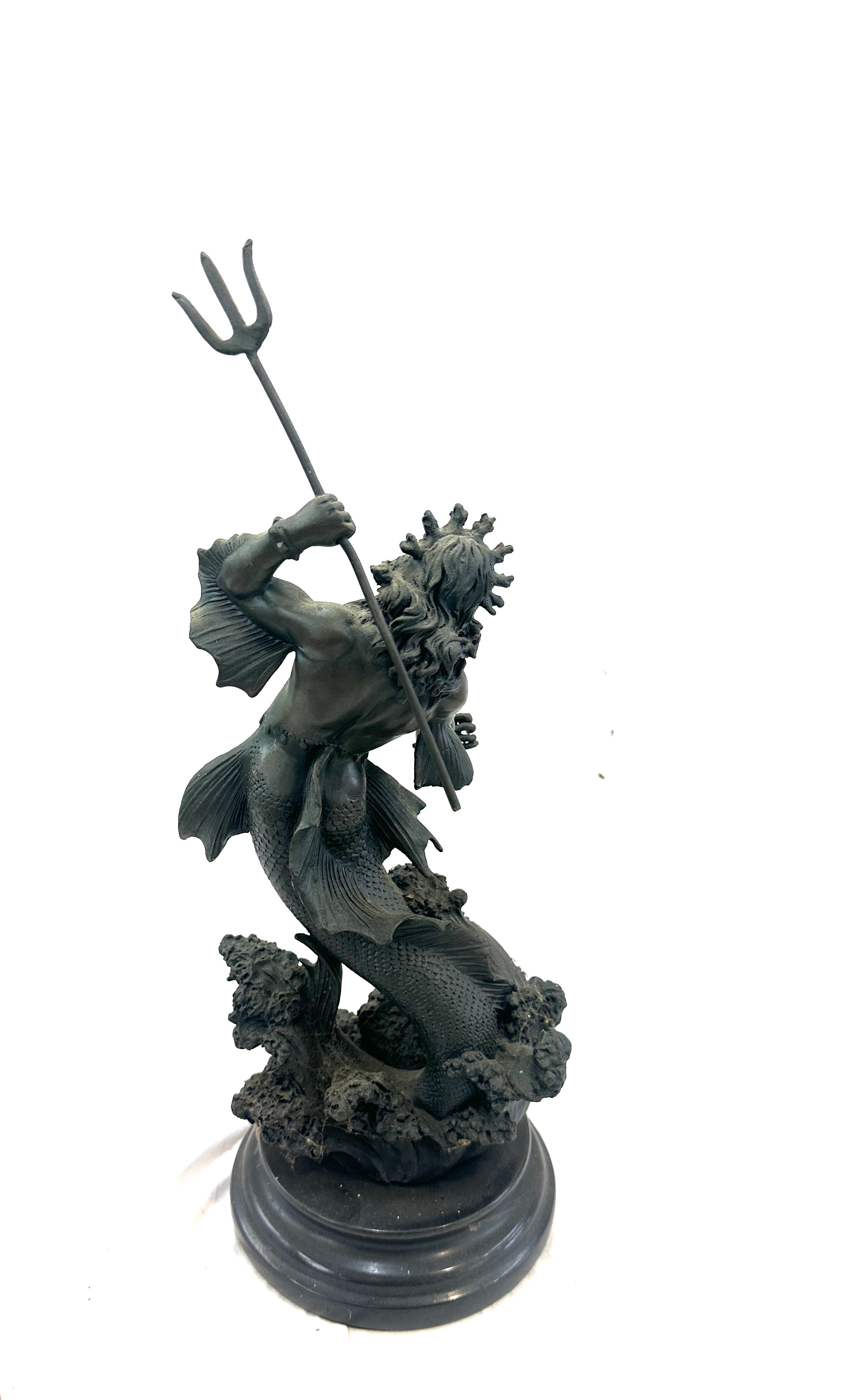 Vintage bronzed figure of Briseida God of the Sea overall height 15 inches - Image 3 of 4