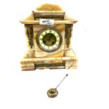 Marble Antique 2 key hole mantle clock with pendulum and key, approximate measurements: Height 12.