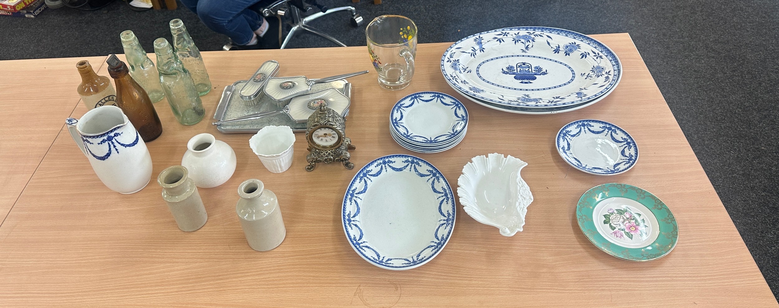 Selection of miscellaneous to include vintage glass bottles, porcelain etc