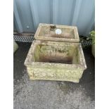 Pair of rectangle Concrete garden planters measures approximately