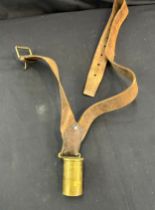 Scout leather belt with brass flag pole holder
