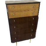 Retro six drawer chest measures approx 50.5 inches tall by 30 inches wide and 19 inches deep