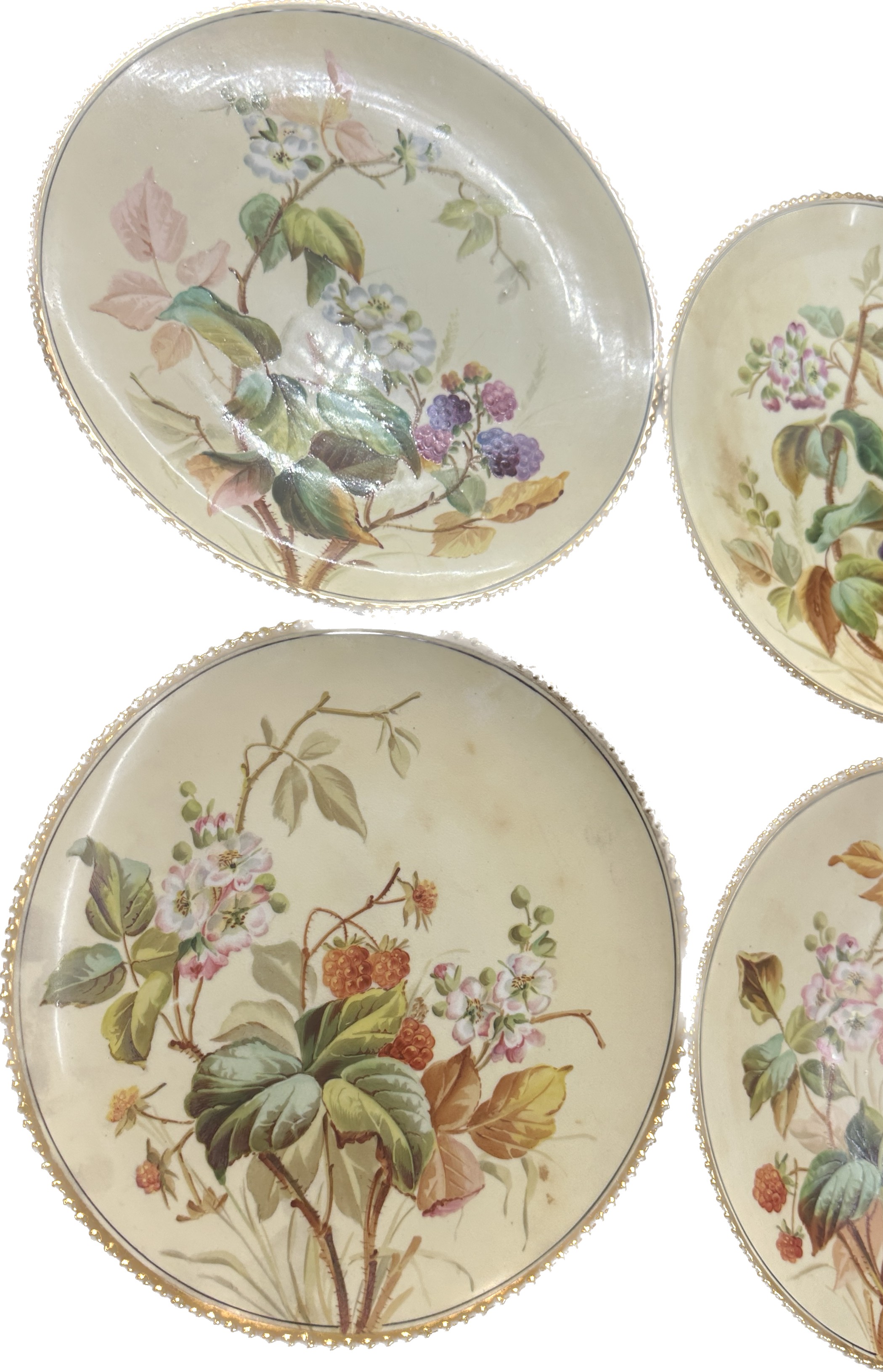 Six Victorian hand painted Aynsley cabinet plates and an Aynsley orchard gold plate - Image 4 of 4